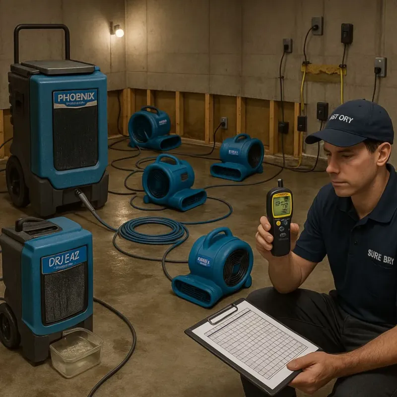 Structural Drying and Dehumidification process in Alamo, TX